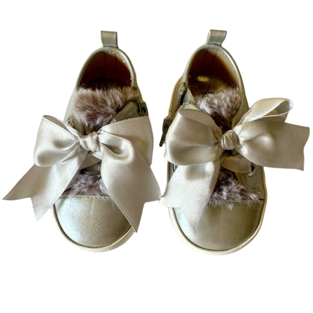 Badgley Mischka Silver Crib Shoes